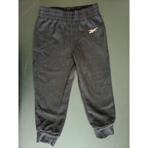 Reebok Boys Black Jogger Sweatpants Size 4 Orange Logo Fleece Lined Active